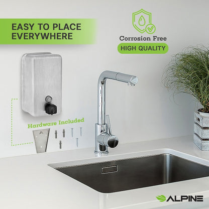 1200 ml Stainless Steel Vertical Bulk Refillable Surface-Mounted LIQUID or LOTION Soap Dispenser, 40 oz Capacity, Manual Operation — FREE SHIPPING*