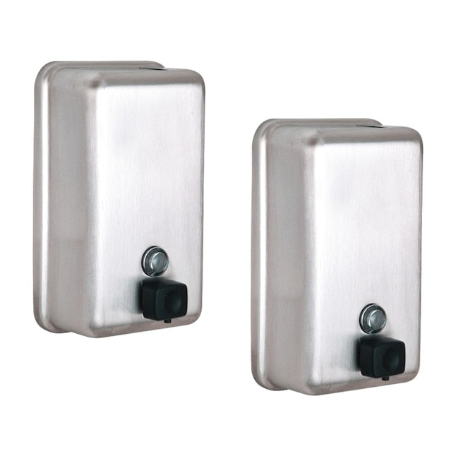 1200 ml Stainless Steel Vertical Bulk Refillable Surface-Mounted LIQUID or LOTION Soap Dispenser, 40 oz Capacity, Manual Operation — FREE SHIPPING*
