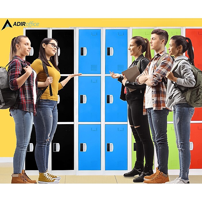 72" H x 12" W Triple Tier Steel Storage Locker with Digital Lock, Blue — FREE SHIPPING*