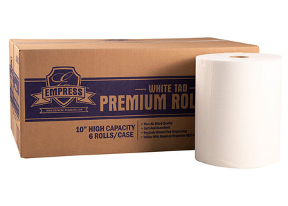 Empress 10" PREMIUM Quality TAD Hard Wound Roll Towel, White - 6 rolls/cs
