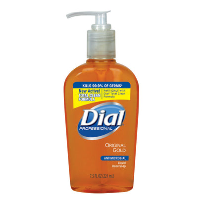 Dial® Professional Gold Antibacterial LIQUID Hand Soap, E2, 7.5 oz OR 16 oz Pump Bottle - 12/cs