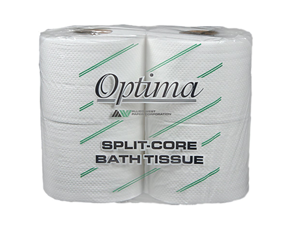 Allied West Optima Premium Bath Tissue Split Core, 2-Ply 4" X 3.9" Sheet, White, 750sht/rl - 48 rl/cs     (FREE SHIPPING)