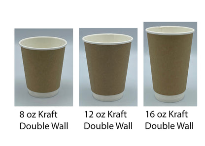 EHCDW Empress™  Double Wall Paper Hot Cups, Kraft (Choose Your Size) - 500 per case