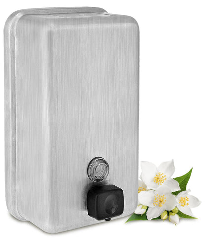 1200 ml Stainless Steel Vertical Bulk Refillable Surface-Mounted LIQUID or LOTION Soap Dispenser, 40 oz Capacity, Manual Operation — FREE SHIPPING*