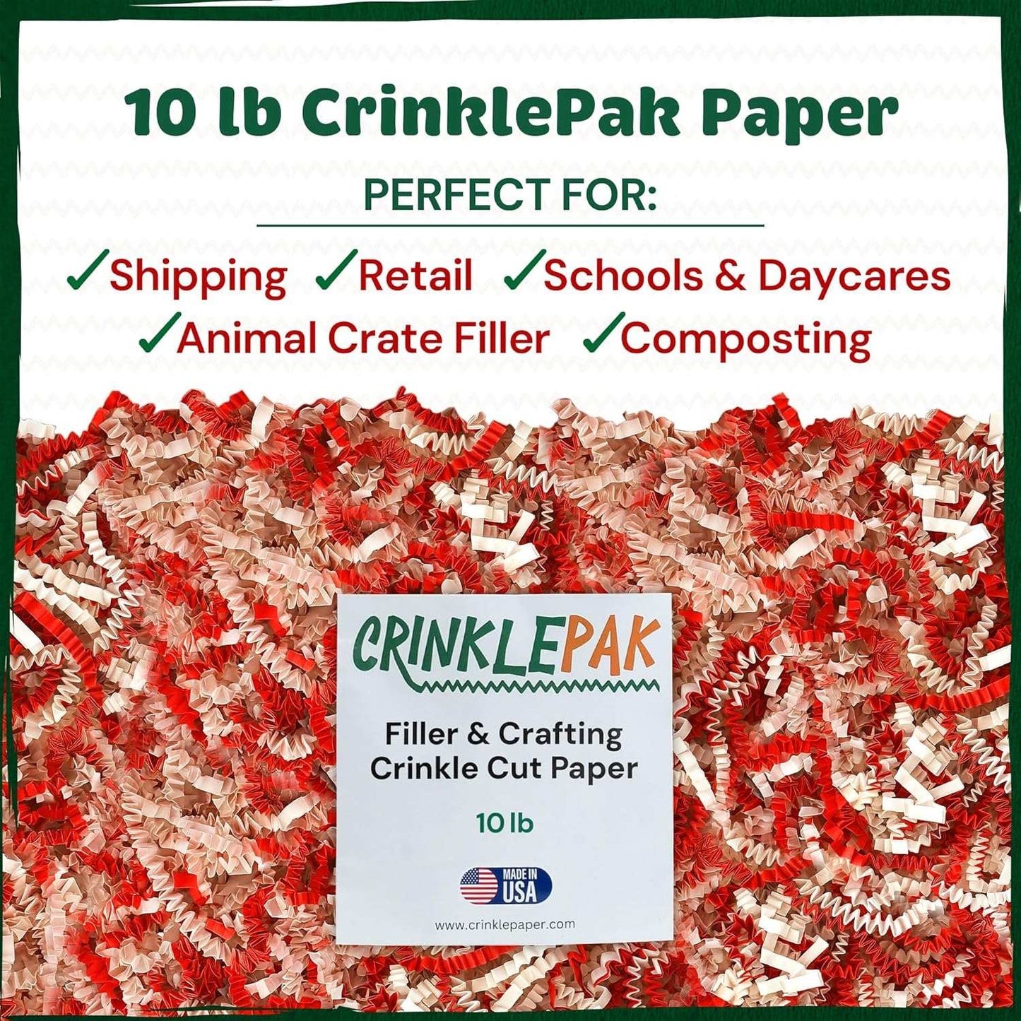 10 LB Candy Cane Crinkle Paper