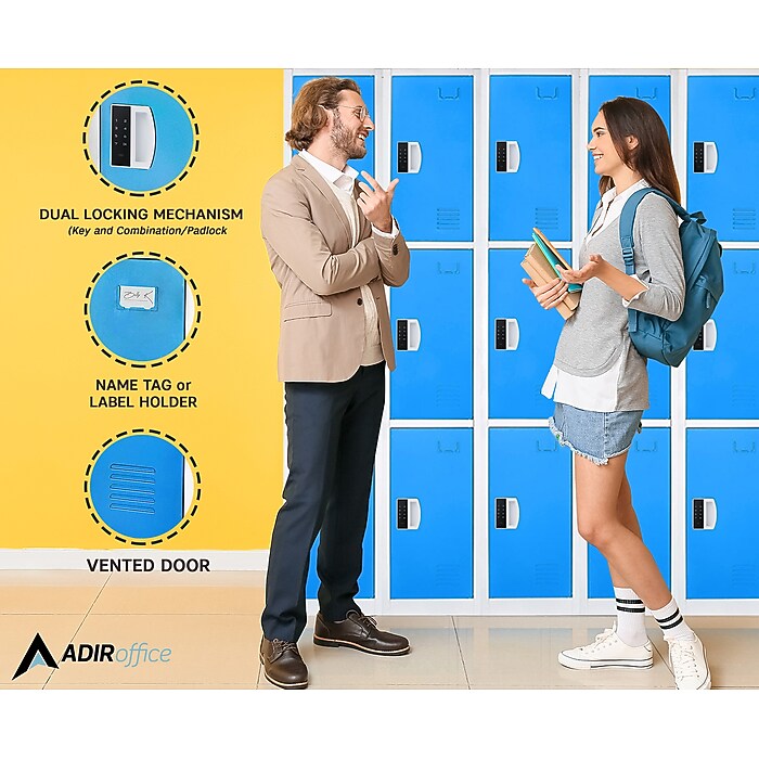 72" H x 12" W Triple Tier Steel Storage Locker with Digital Lock, Blue — FREE SHIPPING*