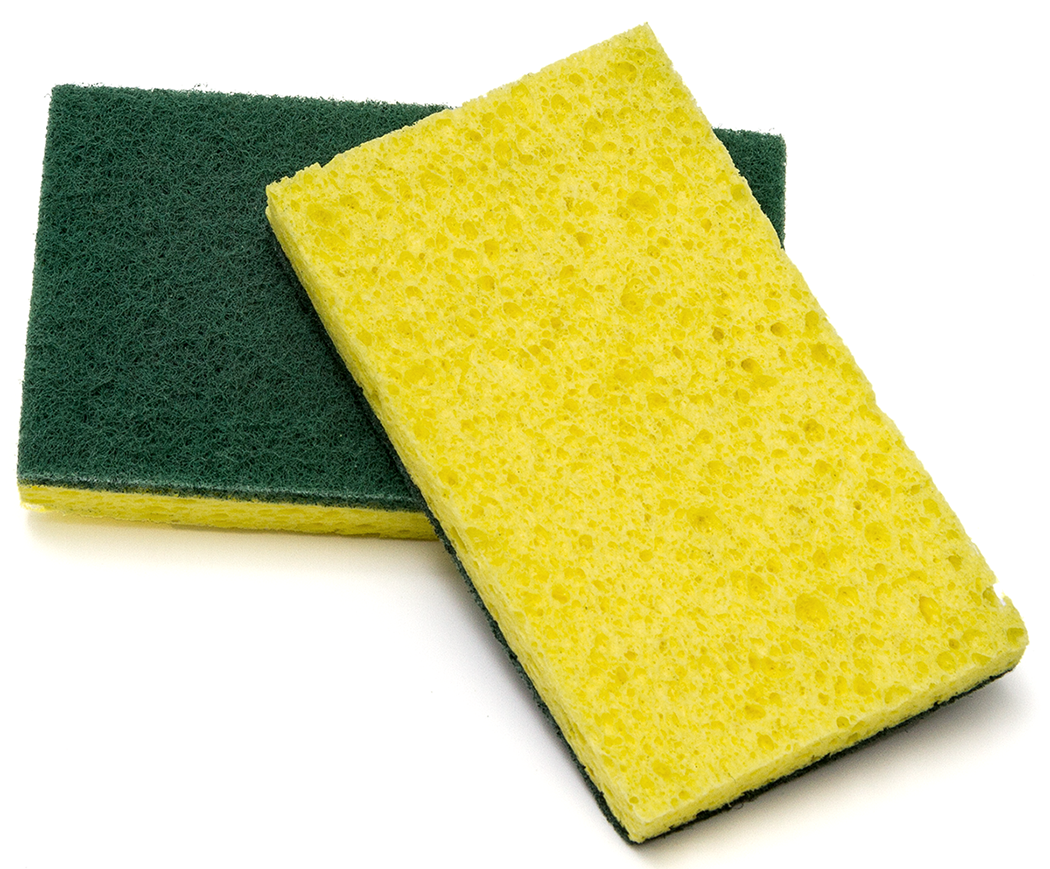 Performance Plus™ Anti-microbial Treated Scrubber Sponge, Medium Duty, 6" x 3 3/8, Yellow/Green, Individually Wrapped - 20/cs