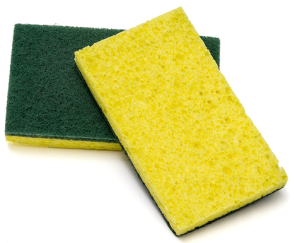 Performance Plus™ Anti-microbial Treated Scrubber Sponge, Medium Duty, 6" x 3 3/8, Yellow/Green, Individually Wrapped - 20/cs