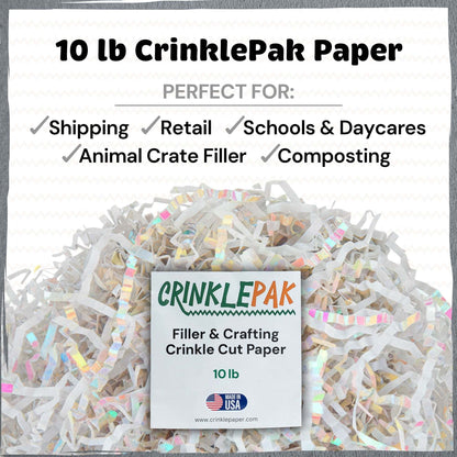 10lb White Iridescent Crinkle Paper