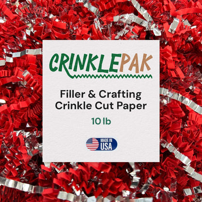 CrinklePak 10lb Red Silver Metallic Premium Crinkle Paper Product