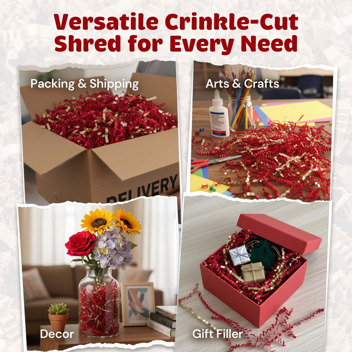 10lb Red Gold Metallic Crinkle Paper