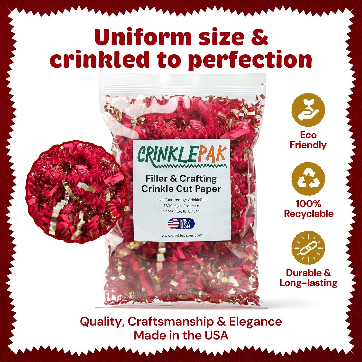 10lb Red Gold Metallic Crinkle Paper