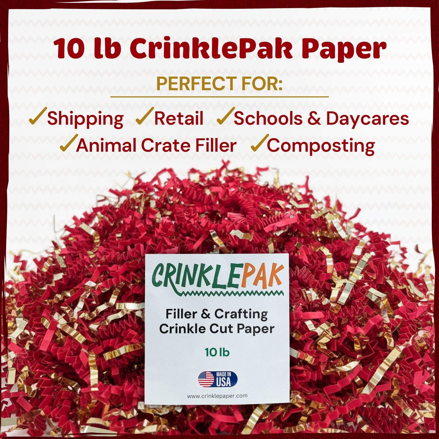 10lb Red Gold Metallic Crinkle Paper