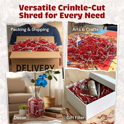 CrinklePak 10lb Red Silver Metallic Premium Crinkle Paper Product