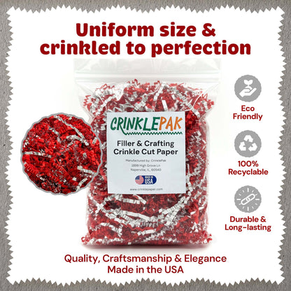 CrinklePak 10lb Red Silver Metallic Premium Crinkle Paper Product