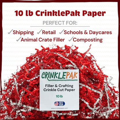 CrinklePak 10lb Red Silver Metallic Premium Crinkle Paper Product