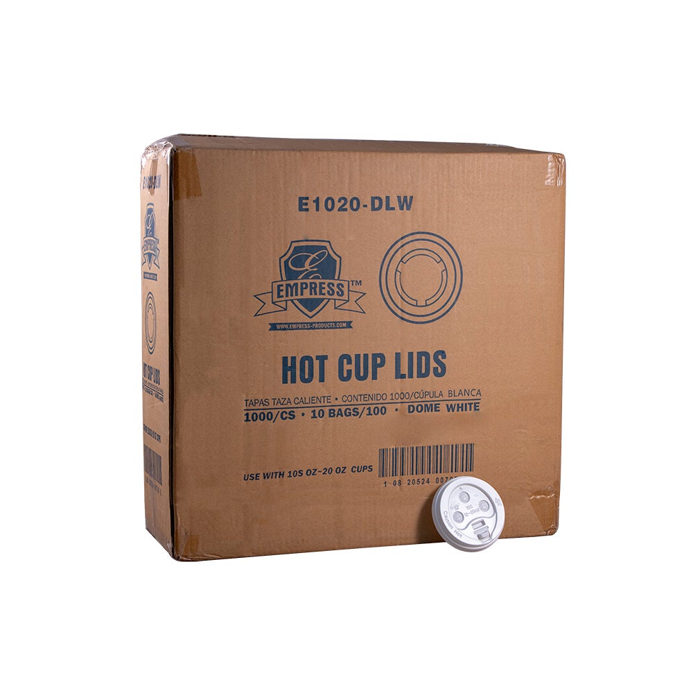 Empress™ Dome Lid for Paper Hot Cups, White (2 sizes available) - 1000/cs