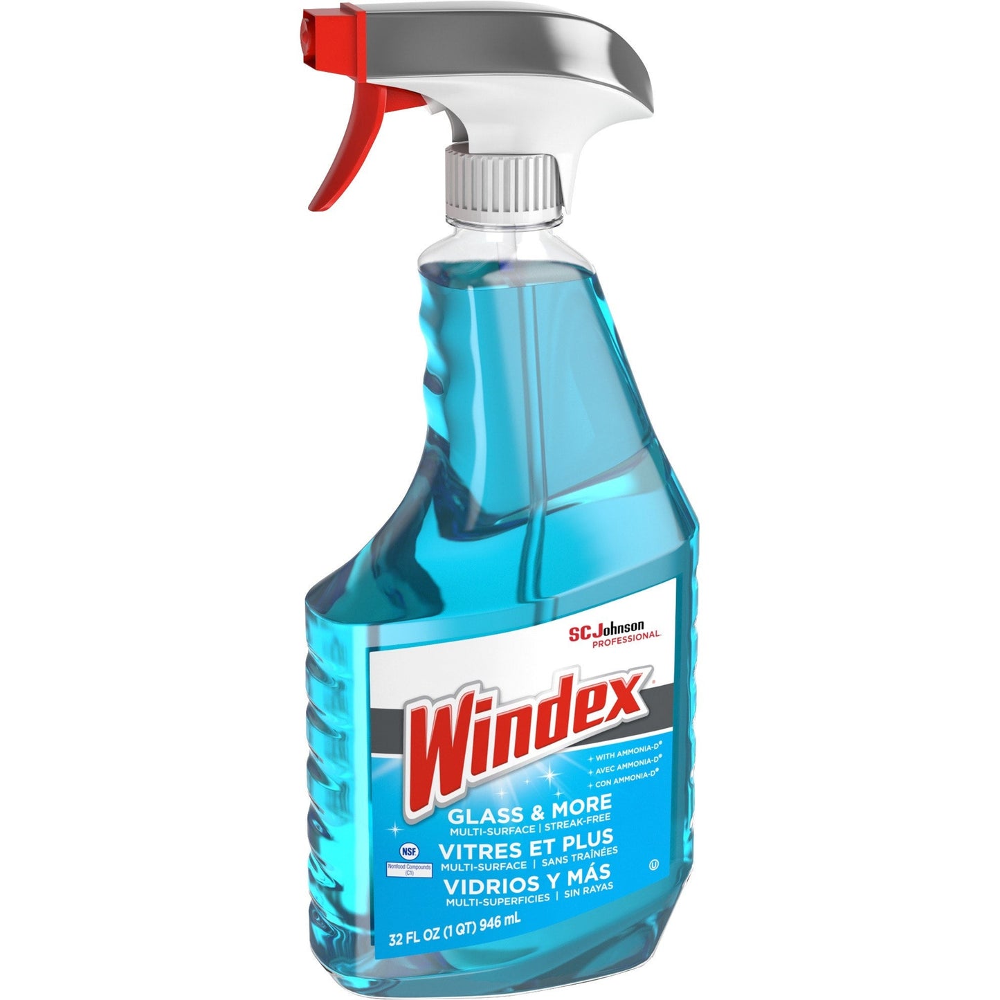 SC Johnson Professional® Windex® Glass & More Streak-Free Cleaner with Ammonia D, 32 oz Trigger Spray Bottles - 8/cs