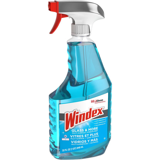 SC Johnson Professional® Windex® Glass & More Streak-Free Cleaner with Ammonia D, 32 oz Trigger Spray Bottles - 8/cs