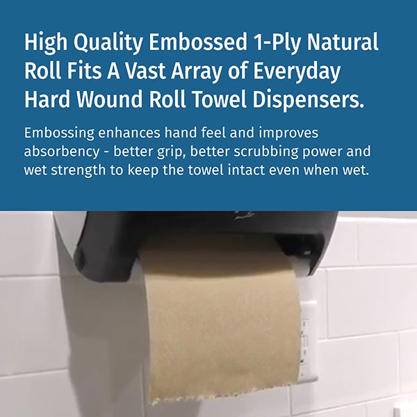 MAYFAIR® Universal Hard Wound Roll Towel, Natural, 800'/rl - 6/cs