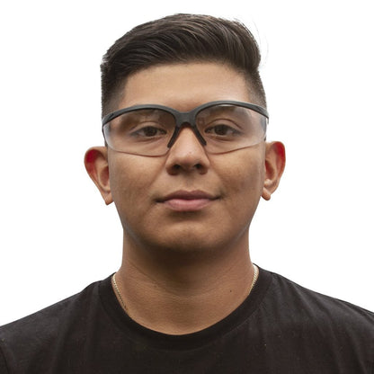 Cordova Boxer™ Safety Glasses, Extendable Temples, Dual Wrap-Around Scratch-Resistant Lens, Black Frame, Choose Clear or Gray or Indoor/Outdoor Lens