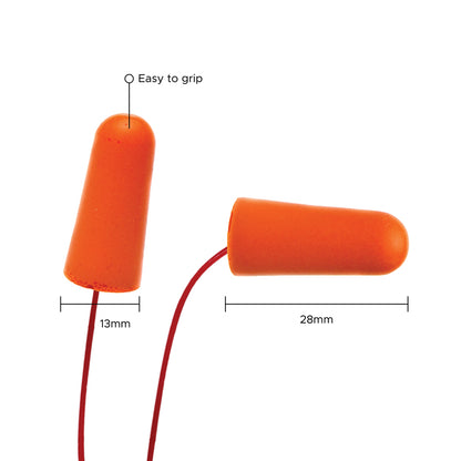 Orange Foam PU Ear Plugs, Corded, NRR 32 dB - 100 pair per box — FREE SHIPPING*