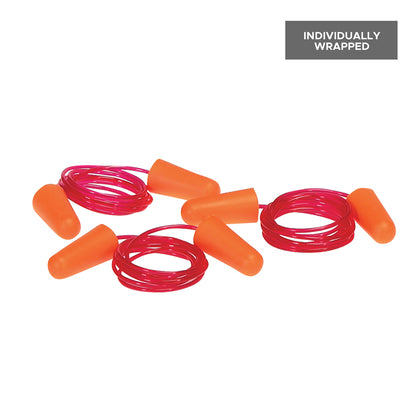 Orange Foam PU Ear Plugs, Corded, NRR 32 dB - 100 pair per box — FREE SHIPPING*