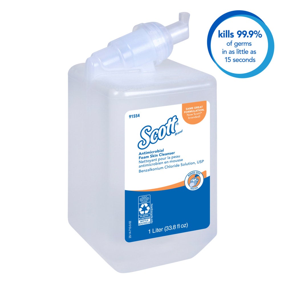 Scott® Antimicrobial FOAM Skin Cleanser, Cassette Refill for Scott® or Kimberly Clark Manual Skin Care Dispensers - 6/cs