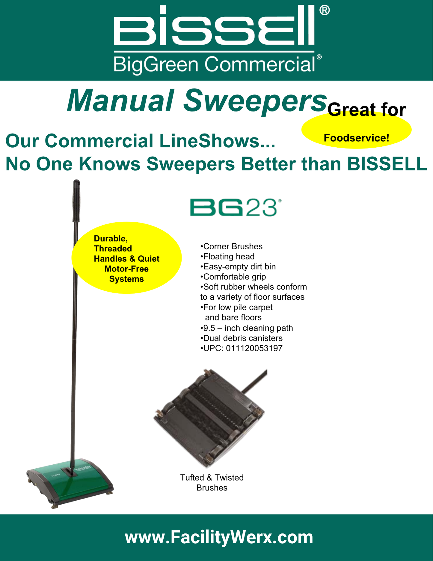 Bissell Commercial Manual Sweeper — Select from 4 Models — FREE SHIPPING*