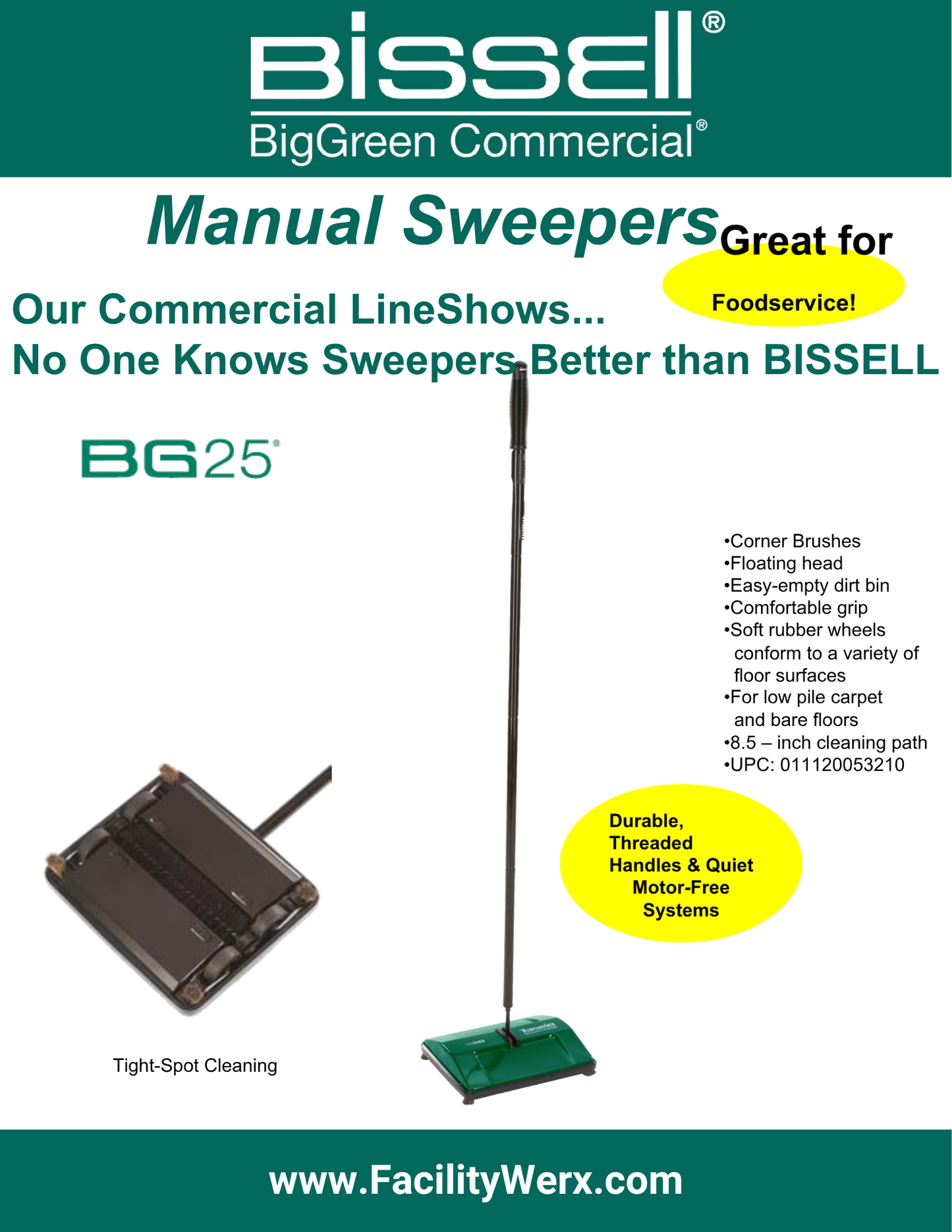 Bissell Commercial Manual Sweeper — Select from 4 Models — FREE SHIPPING*