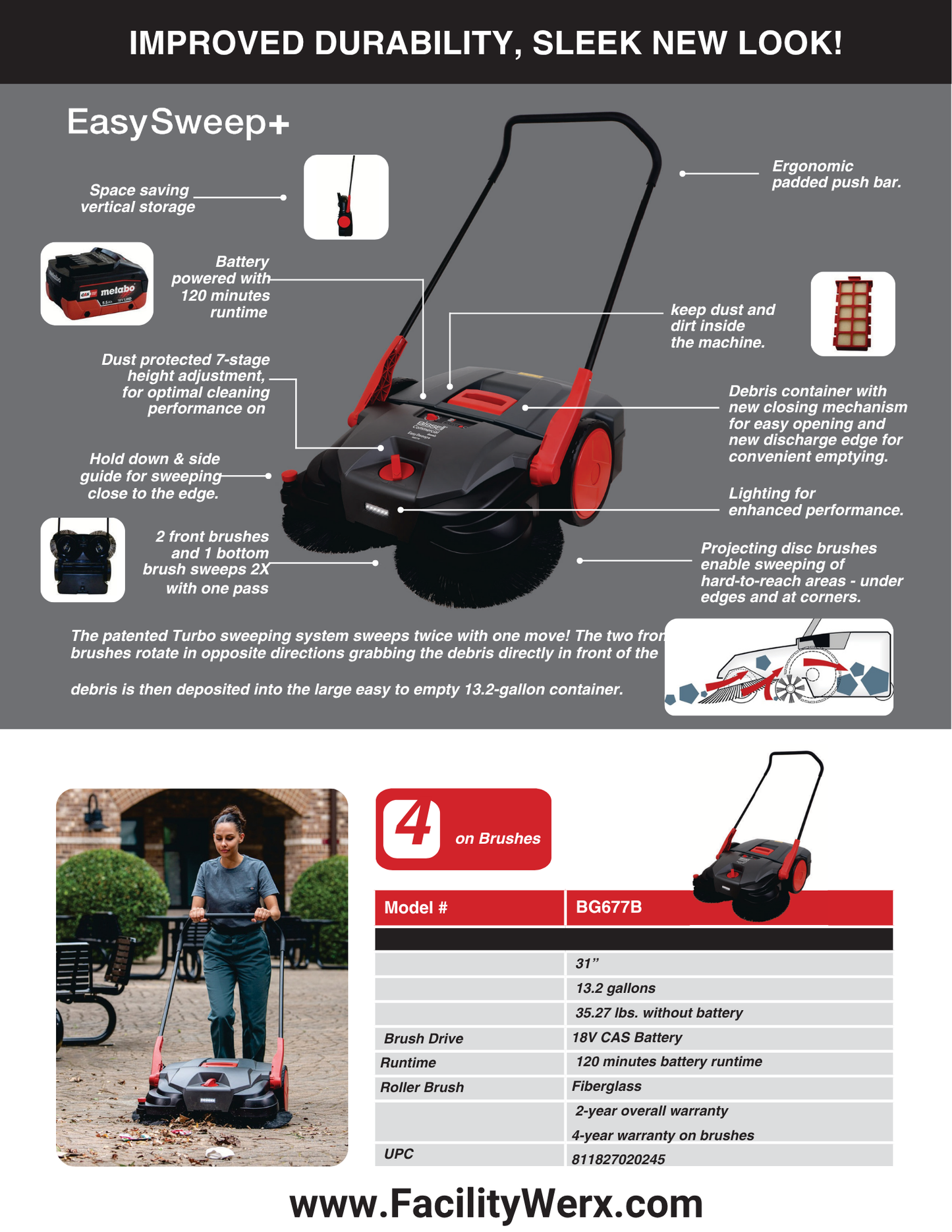 Bissell Commercial EasySweep+ Battery Powered Triple Brush System Sweeper — FREE SHIPPING*