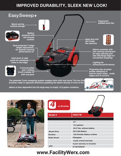 Bissell Commercial EasySweep+ Battery Powered Triple Brush System Sweeper — FREE SHIPPING*