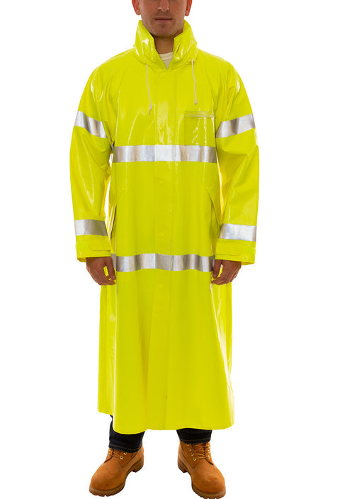 C53122 Tingley Comfort-Brite® FR (47"-52") Long Jacket, Highly Visible, Flame Resistant, Lightweight, Florescent Yellow-Green, Attached Hood (Shipping Included - Continental U.S.)