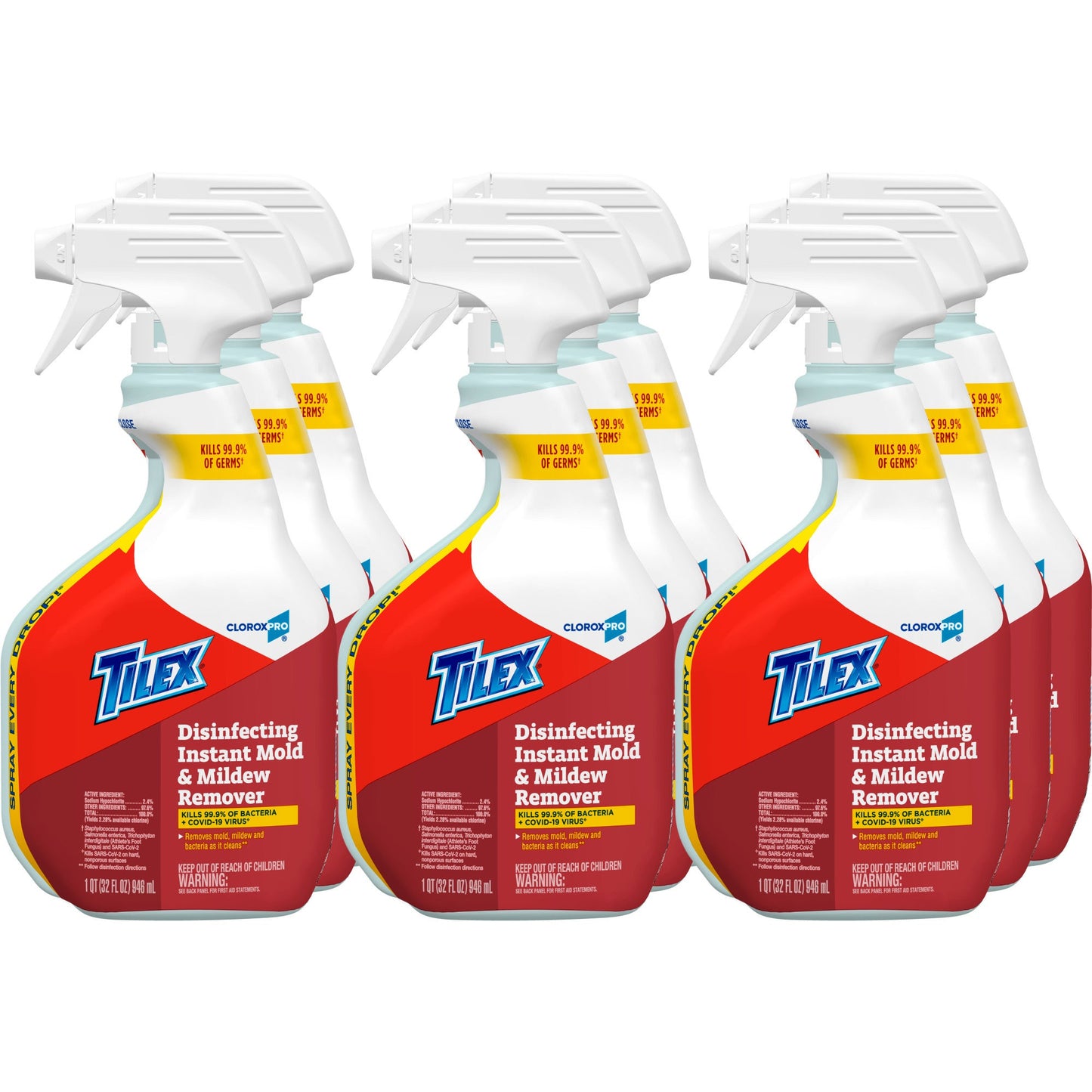 CloroxPro™ Tilex® Disinfecting Instant Mold & Mildew Remover, 32 oz. Trigger Spray Bottle - 9/cs