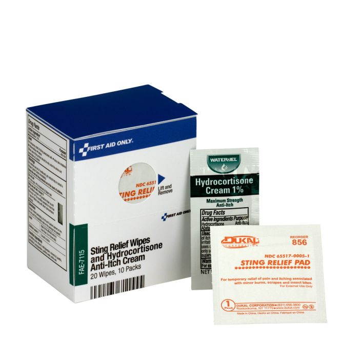 FAE-7115 SmartCompliance First Aid Kit Refill, 20 Sting Relief Wipes, 10 Hydrocortisone Packs - 1 box