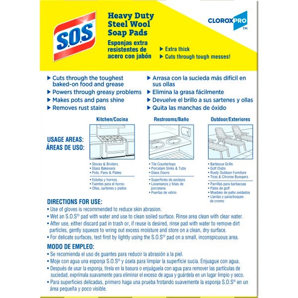 S.O.S. Heavy Duty Steel Wool Soap Pads, 15 per box - 12 bx/cs