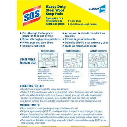 S.O.S. Heavy Duty Steel Wool Soap Pads, 15 per box - 12 bx/cs