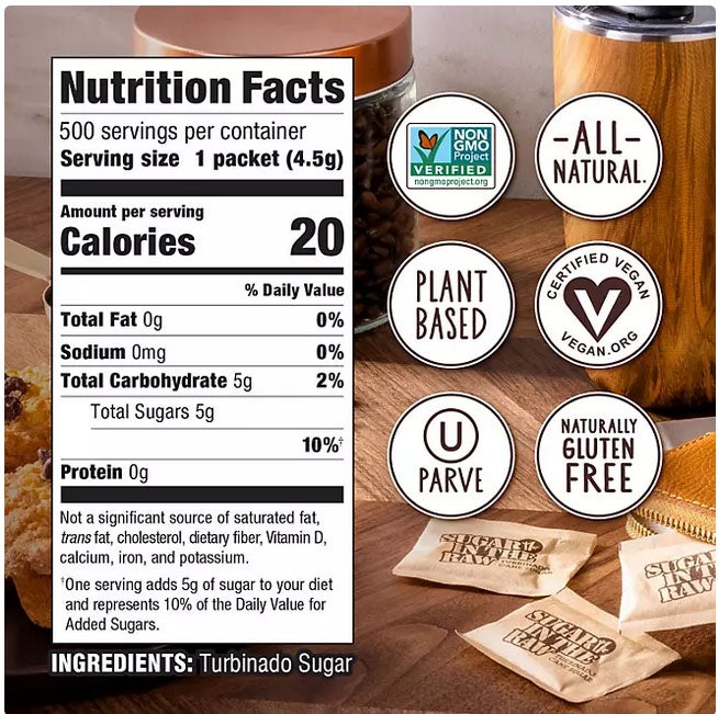 Sugar in the Raw Turbinado Cane Sugar Packets - 500/bx