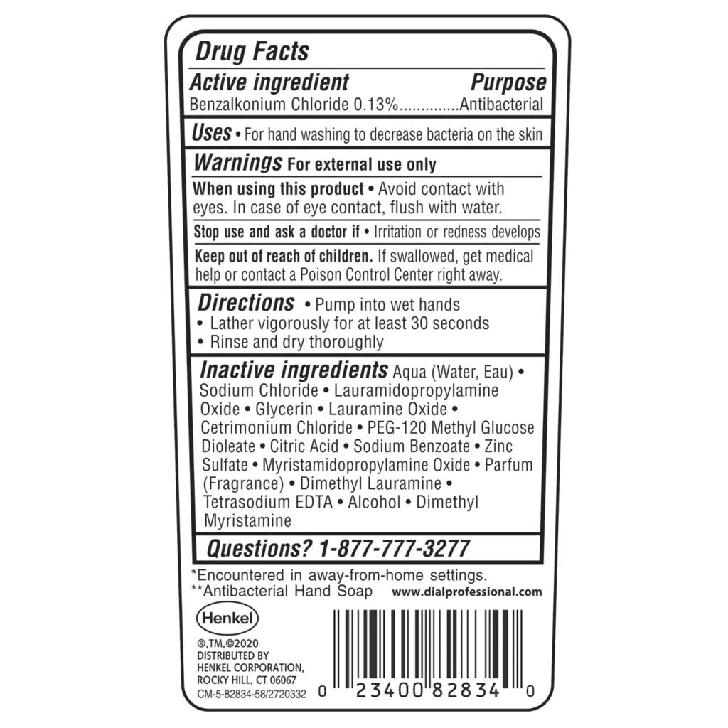 Dial® Professional Sensitive Skin Antibacterial LIQUID Hand Soap, E2, 7.5 oz Pump Bottle - 12/cs