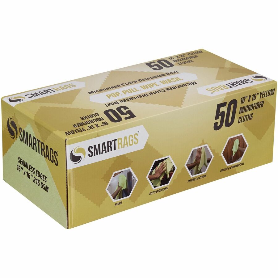 SmartRags 16" x 16" MID-WEIGHT Microfiber Cloths in Dispenser Box, Choose Your Color: 50/bx or 8 bx/cs