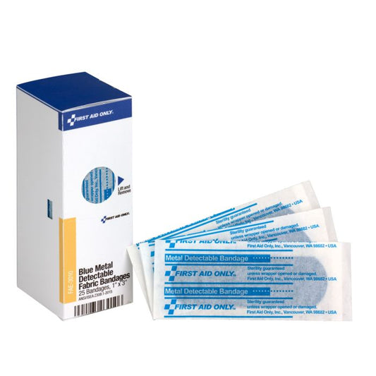 FAE-3010 SmartCompliance First Aid Kit Refill, Blue Metal Detectable Foam Bandages, 1" x 3" - 25/bx