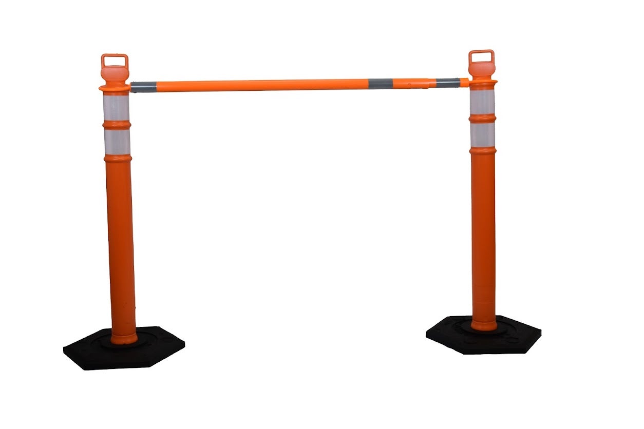 CORTINA Cone Bar w/5" Ring, Extends From 5’-9’, Orange/Silver