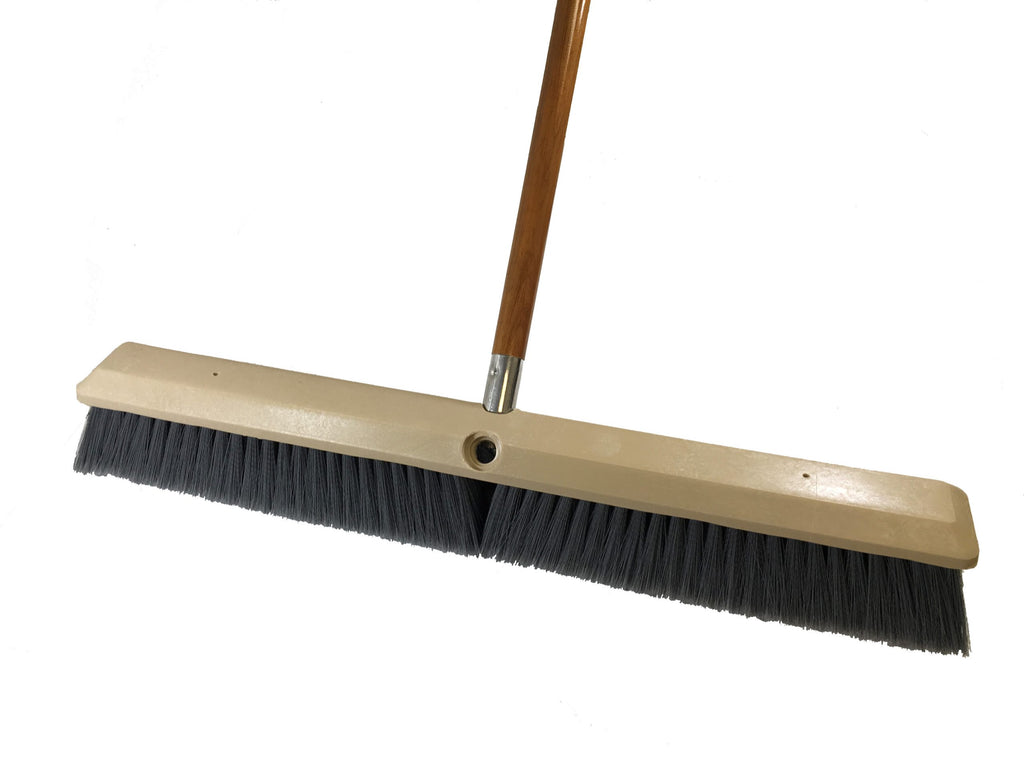 102324 Better Brush Fine Push Broom Kit - 24" Flagged Gray Poly Floor Brush w/5' Wood Handle — FREE SHIPPING*