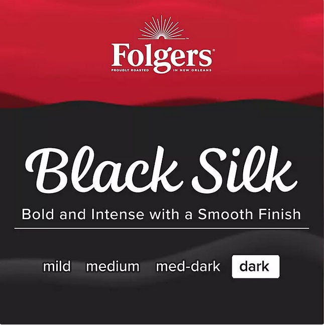 Folgers Black Silk Ground Coffee, Dark Roast - 40.3 oz Canister