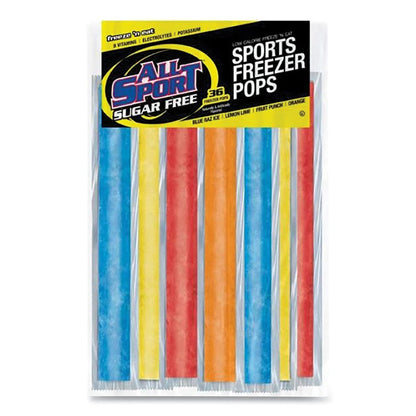 ALL SPORT® Freezer Pops, Assorted Flavors (Blue Raz Ice; Fruit Punch; Lemon Lime; Orange), CHOOSE Regular or Sugar Free, 3 oz Tube - 144/cs