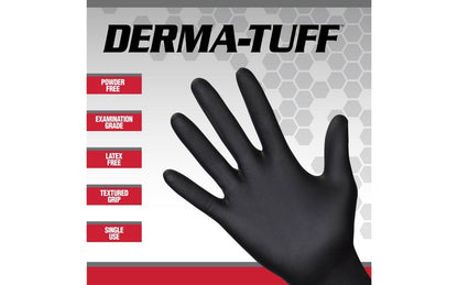 SAS Derma-Tuff® Heavy Duty Powder-Free 6 mil Exam Grade, ASTM D6978 Fentanyl, FDA, Disposable Nitrile Gloves, Black, 100/bx - 10 bx/cs