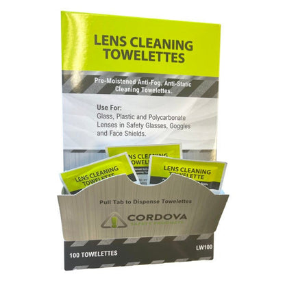Cordova Lens Cleaning Towelettes, Anti-fog, Anti-Static, Individually Wrapped