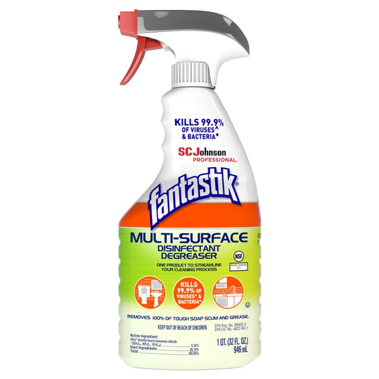 SC Johnson Professional® fantastik® Multi-Surface Disinfectant Degreaser, 32 oz. Trigger Bottle - 8/cs