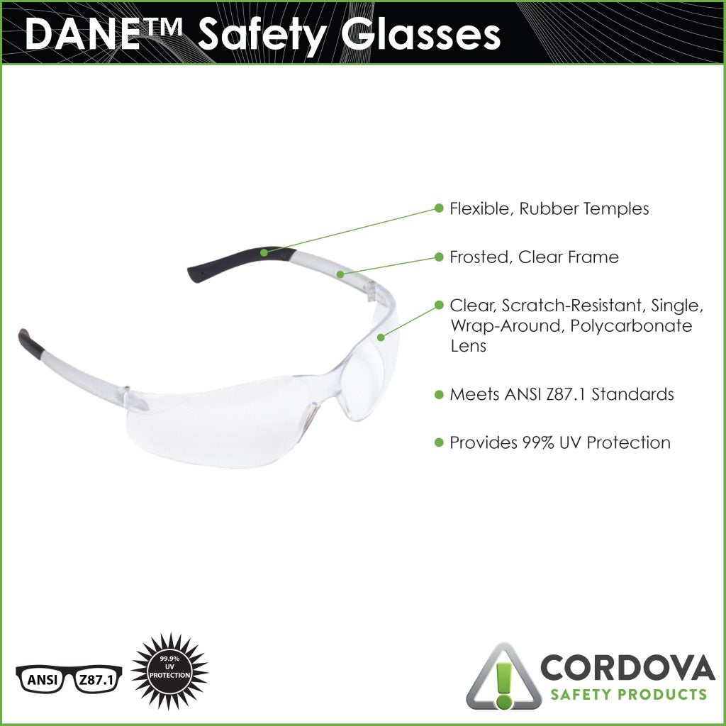 Cordova DANE READERS™ Safety Glasses, Single Wrap-Around Scratch-Resistant Lens w/Magnifying Lens Inserts, Choose Your Strength 1.0-2.5 — FREE SHIPPING*