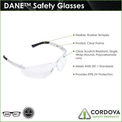 Cordova DANE READERS™ Safety Glasses, Single Wrap-Around Scratch-Resistant Lens w/Magnifying Lens Inserts, Choose Your Strength 1.0-2.5 — FREE SHIPPING*